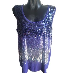Penningtons Sequin Embellished Royal Blue Sleeveless Top 2X